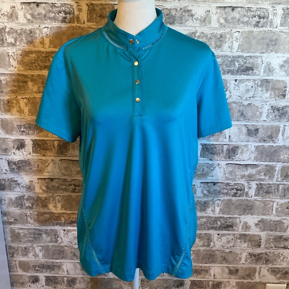 Tail sport top. Sz L. Beautiful blue w/snaps. Perfect for tennis or golf! - Picture 3 of 13